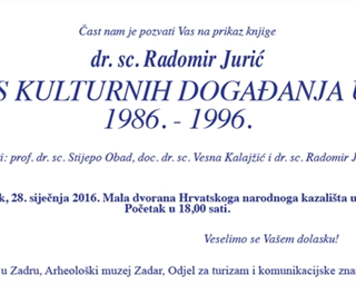 Predstavljanje knjige ''Ljetopis kulturnih događanja u Zadru 1986. – 1996.''